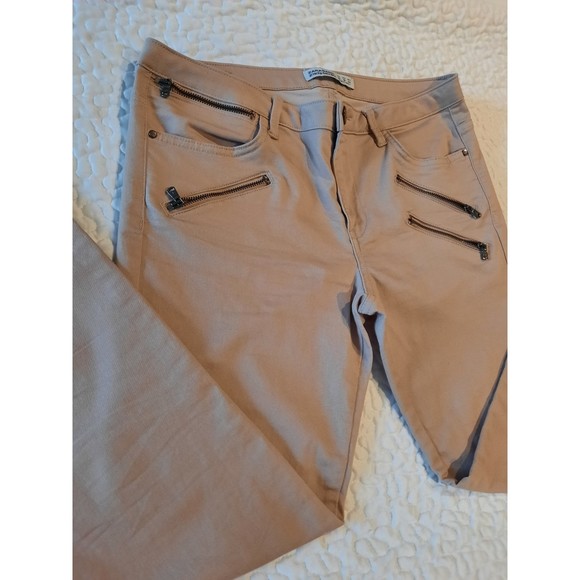 Zara Basic Beige Skinny Zippered Jeans Sz 10 - Picture 2 of 10